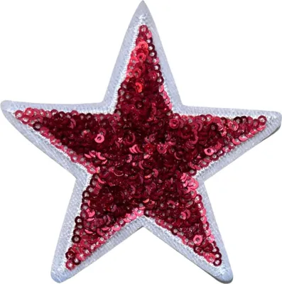 Produktbild von Stern-Pailletten-Glitzer-Emblem-Aufnäher zum Aufbügeln, Rot