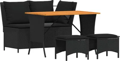 Obrázek produktu pro vidaXL 4dílný zahradní jídelní set s polštáři Black Poly Rattan