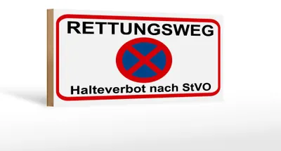 Produktbild von Holzschild Hinweis 27x10cm Rettungsweg Halteverbot nach StVO