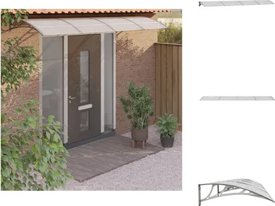 Productafbeelding van vidaXL Overkapping voor deuren, grijs en transparant, 400x80 cm, polycarbonaat - Luifels