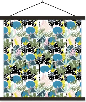 Produktbild von MuchoWow® Textilposter Dschungel - Pflanzen - Abstrakt 90x90 cm mit schwarzem Rahmen - Magnetisches