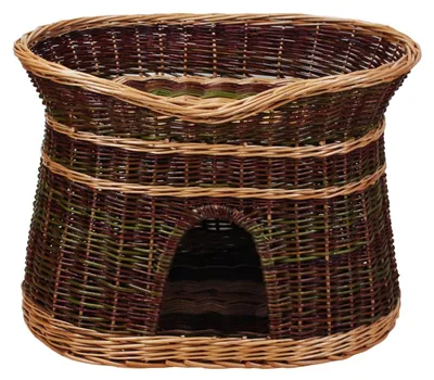 Image de Panier ovale pour chat en osier, longueur 60 cm, fait à la main