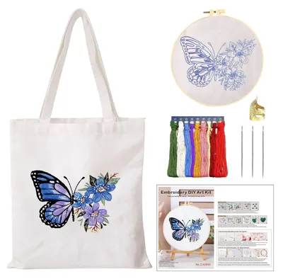 Produktbild von Inovra – Stickset für Erwachsene – Stickset für Anfänger – Stickset mit Tasche – Werkzeuge und Anleitung – DIY-Set – Stofftasche