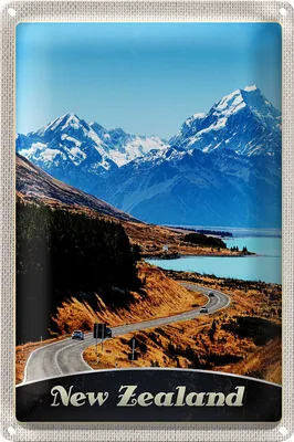 Produktbild von Blechschild Reise 20x30cm Neuseeland Europa Stadt Urlaub Gebirge