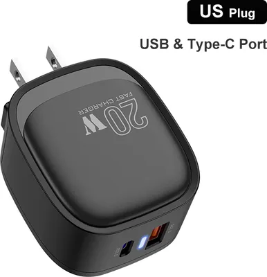 Produktbild von Dual-Port Handy-Ladegerät Usb Pd20w Schnellaufladen für US-Stecker