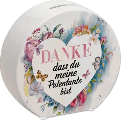 Produktbild von Danke Patentante Spardose Herz Danksagung