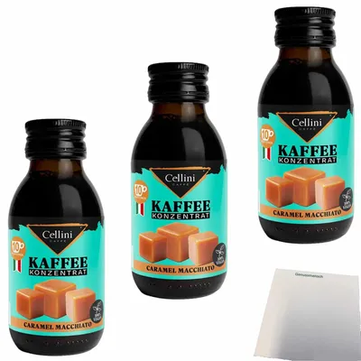 Produktbild von Cellini Kaffeekonzentrat Caramel Macchiato 3er Pack (3x100ml Flasche) + usy Block