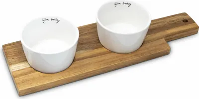 Immagine prodotto di PPD Björn Freitag Dip Set nature, 3-tlg., Dipschale, Schälchen, Serviertablett, New Bone China / Akazie, 161302349