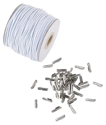 Imagen del producto de Cinta elástica 2 mm - 40 metros - Cuerda elástica - Ganchos de metal - Manualidades - Embalaje de regalo - Uso versátil - Cinta para manualidades