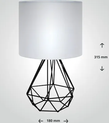 Produktbild von Tischleuchte mit Drahtgestell-Fuß schwarz und Stoffschirm weiß Sockel E14 B180xH315mm