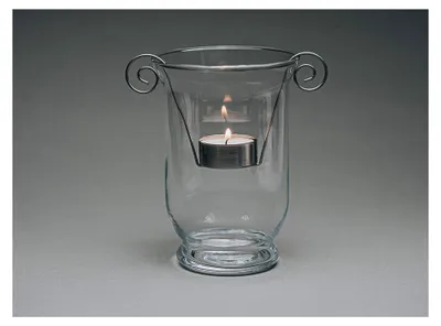Produktbild von Teelichthalter 2-armig aus Metall, 3er Set, 9 cm hoch, hängend im Glas