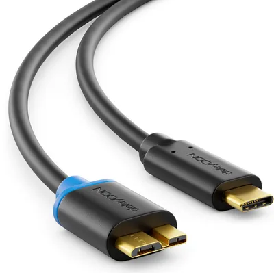 Produktbild von deleyCON 1m USB 3.0 Kabel - Stecker Typ 3.1 - USB C auf Micro USB - 5 Gbit/s Ladekabel Datenkabel für z.B. Smartphone Tablet Notebook Ladegerät - Schwarz