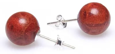 Produktbild von Ohrstecker aus Koralle Schaumkoralle Ø8mm 925 Silber Ohrschmuck Kugel rot-braun