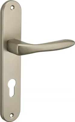 Image de Ensemble de poignées pour porte d'entrée Hera trou de cylindre, carré 7mm, entr'axes 195mm, nickelé satiné - THIRARD
