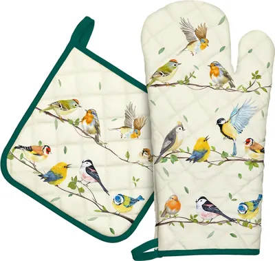Produktbild von Famanu Ofenhandschuhe und Topflappen Set - 100% Baumwolle, extra lang für Küche und Backen