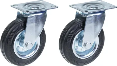 Immagine prodotto di 125 mm 5" con ruote in gomma, girevoli, portata 240 kg, set di 2