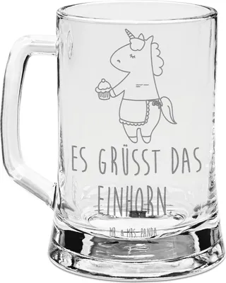 Produktbild von Mr. & Mrs. Panda Seidel Einhorn Muffin - Transparent - Geschenk, Unicorn, Geburtstag, Bierkrug Glas, Krug, Humpen, Kekse, Liebesgrüße, Glaskrug, Geburtstagsgrüße