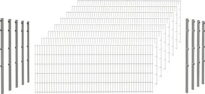 Produktbild von Doppelstabmattenset Typ 8/6/8 inkl Pfosten mit Klemmhalter 123 cm x 20 m, feuerverzinkt