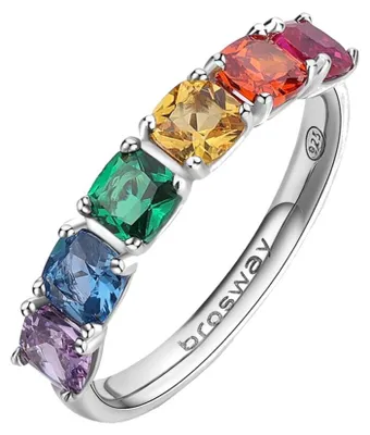 Produktbild von Fancy Joyful Regenbogen Silber Ring FJR07 - Kreislauf: 52 mm