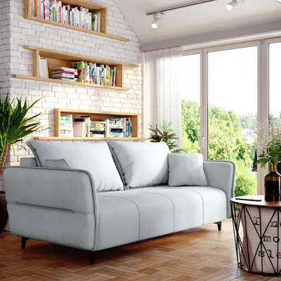 Produktbild von Sofa ISABELL mit Bettkasten Schlafsofa Polstersofa mit Schlaffunktion Klappsofa Couch mit Schwarzen F  en Sofagarnitur Wohnzimmer Gastzimmer  (hell grau)
