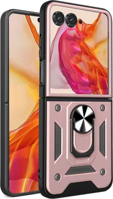Produktbild von Hülle für Motorola Razr 50 Ultra Magnetische Ring Ständer Halter TPU Bumper Silikon Schutzhülle Rosa