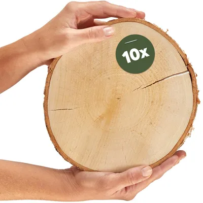 Immagine prodotto di Fette fette di legno da 20 cm, confezione da 10, ideali per progetti di decorazione e artigianato