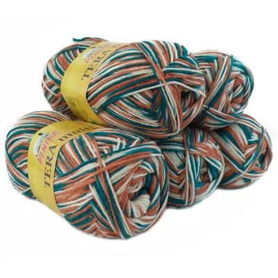 5 x 100g Strickgarn Häkelgarn TERA MULTI, Farbwahl - mehrfarbig bunt Farbverlauf