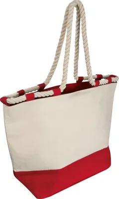Produktbild von Strandtasche / Jutetasche mit Kordel / Farbe: rot-natur