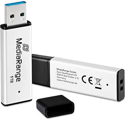 Produktbild von MediaRange MR1905-1, 1 TB, USB Typ-A, 3.2 Gen 1 (3.1 Gen 1), 400 MB/s, Kappe, Schwarz, Silber