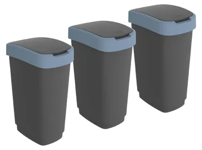 Produktbild von Rotho 3er-Set Abfalleimer 50 L Twist - Swingeimer - Mülleimer mit Swing Klappdeckel - Müllbehälter 29,8 x 40,1 x 60,2 cm - Abfallbehälter