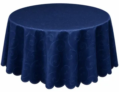 Produktbild von Tischdecke blau dunkel oval 160x220 cm damast Ornamente bügelfrei fleckenabweisend