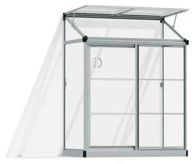 Produktbild von Palram - Canopia Kunststoff Aluminium Anlehngewächshaus Lean to grow 42 silber klar 121x62x160 cm