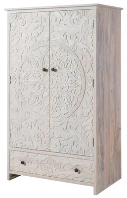 Produktbild von MASSIVMOEBEL24.DE Kleiderschrank Mango 108x64x180 weiß geölt KASHMIR #106