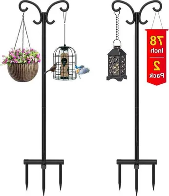 Produktbild von Schwarze Verstellbare Vogelvoederpaal mit Haken und Solarlicht