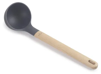 Silikon-Servierlöffel, Buchenholzgriff, 32,5 cm, Ø9 cm, grau
