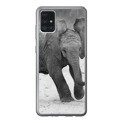 Produktbild von MuchoWow® Handyhülle Schutzhülle Hülle für Samsung Galaxy A52 5G Elefant - Baby - Tiere - Kröte - Schwarz und weiß Silikon Softcase Handy Hülle - Umschlag