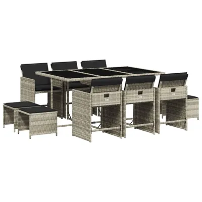 Immagine prodotto di vidaXL set da pranzo da giardino 11 pezzi con cuscini in rattan grigio chiaro