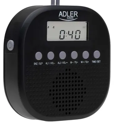 Produktbild von Adler AD 1912 Wasserdichtes Universalradio Batteriebetrieben Radiowecker Snooze Funktion schwarz