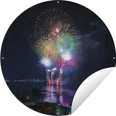 Produktbild von MuchoWow® Gartenposter Outdoor-Poster Rund Feuerwerksfestival Ø 150 cm Gartendeko Rundes Poster draußen