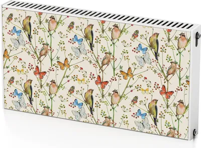 Produktbild von Schmetterlingsvögel – Magnetische Heizkörperabdeckung – 110x60 cm – Magnet Heizkörperabdeckung – 3D Würfel – Heizkörperverkleidung – Magnetische Wandverkleidung – Wetterfest