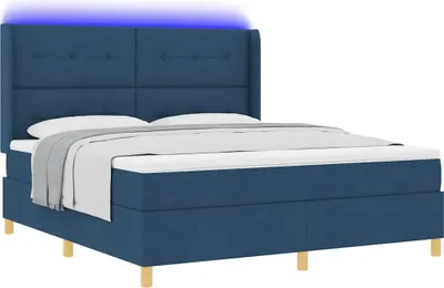 Produktbild von Boxspringbett mit LED-Lichtleisten Blau 180 x 200 cm Stoff