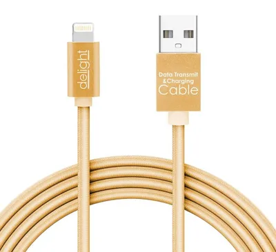 Immagine prodotto di cavo Lightning iPhone da 1 metro - Cavo di ricarica USB Oro - con illuminazione LED - Cavo in nylon