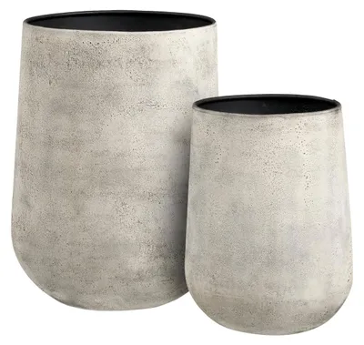 Image de Set de 2 vases décoratifs en métal beige antique House Nordic