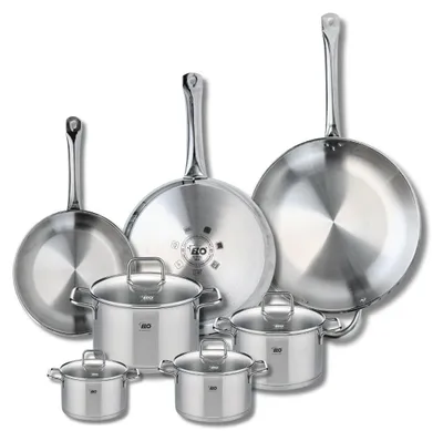 Image de Ensemble de 3 Poêles de cuisson 24, 28 et 32 cm et 4 faitouts 12, 14, 16 et 20 cm Elo Profi Citrin
