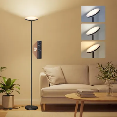 Produktbild von VASAGLE Stehlampe 30W, Deckenfluter Led Dimmbar, drehbarer Lampenkopf