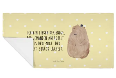 Produktbild von Mr. & Mrs. Panda Flauschtuch Murmeltier - Gelb Pastell - Geschenk, Knigge, Respekt, Lustige Sprüche, Baumwollhandtuch, Frotteehandtuch, Anstand, gesichtstuch, Handtuch