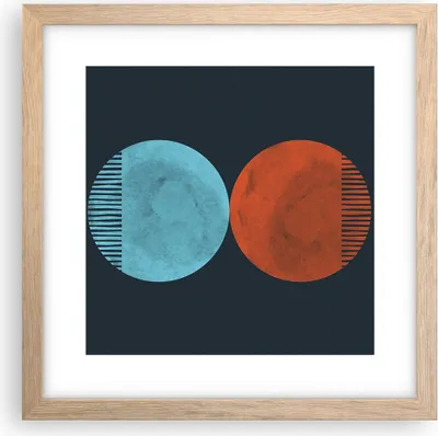 Produktbild von Gerahmtes Poster - Rahmen in heller Eiche - Abstraktion Blau Rot - 30x30 cm - Wand Bild - Wanddeko - Wandbilder - Kunstposter - Wandposter - Bilderrahmen - Bilder - Kunstdruck - P2NAC30x30-4720