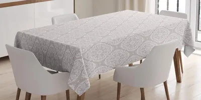 Obrázok produktu pre ABAKUHAUS Pastelová obrus, ozdobný barokový inšpirovaný vintage potlač v jemných odtieňoch Viktoriánske umenie, 140 x 240 cm, bledoružová a biela