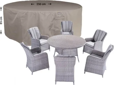 Produktbild von Raffles Covers Abdeckung Gartenmöbel rund Ø 250 H: 85 cm | Atmungsaktiv | Wasserdicht | UV-beständig | Doppelnähte | Elastischer Kordelzug