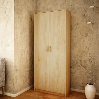 Image de Armoire de classement à 5 compartiments Armoire à usage multiple Armoire de ménage en finition mate avec 4 étagères et 2 portes sonoma